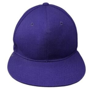 Decky Baseball Cap Purple 7 1/4 Fitted Hat Solid Plain Flat Brim Acrylic Blank